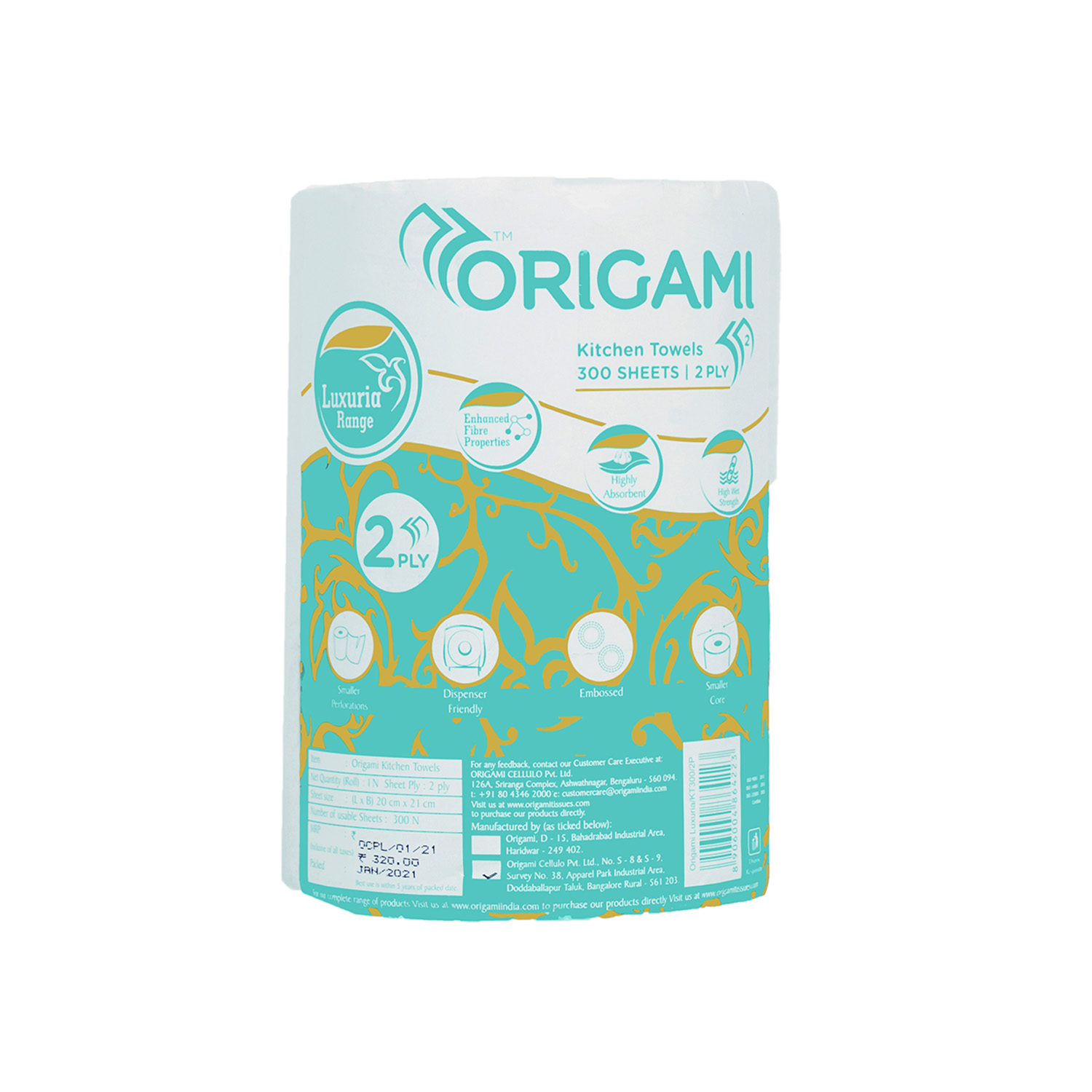 Luxuria Kitchen Towel Single 300 Pulls 2 Ply